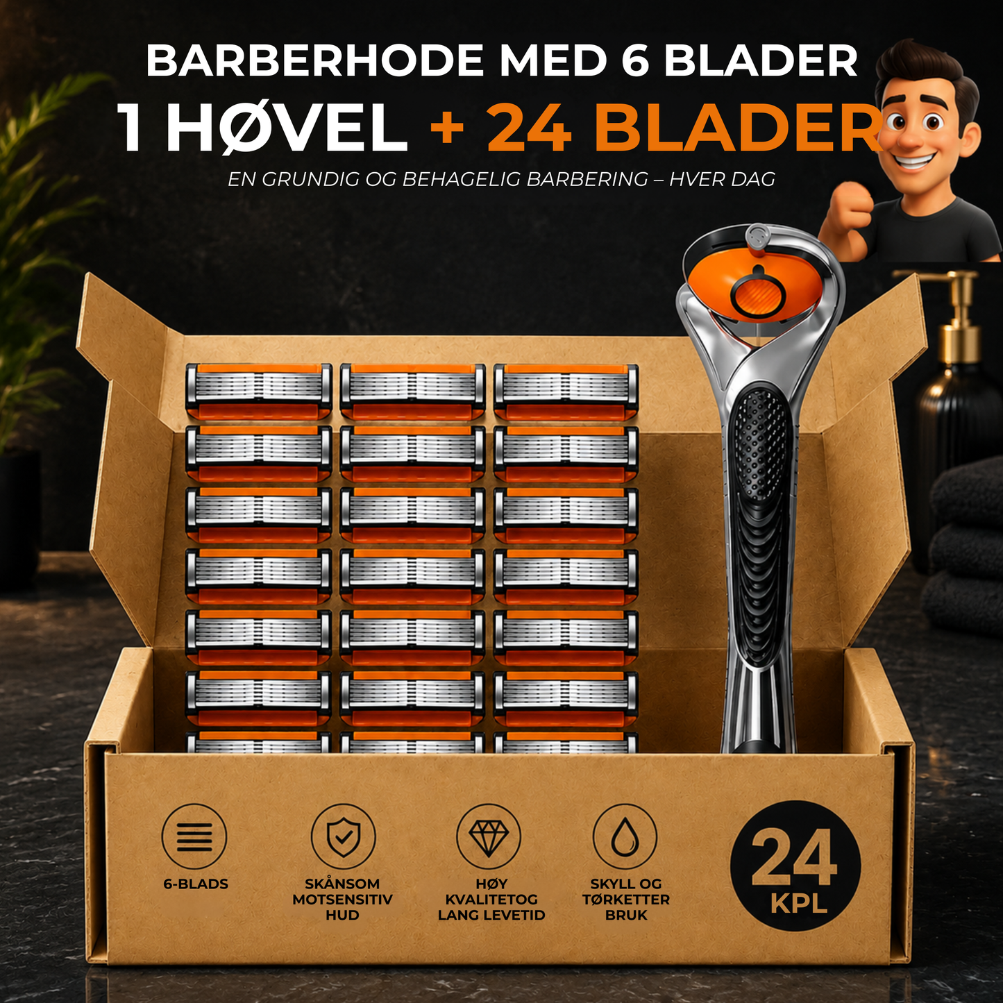 BladeCraft™ | 24 barberblader + gratis barberhøvel