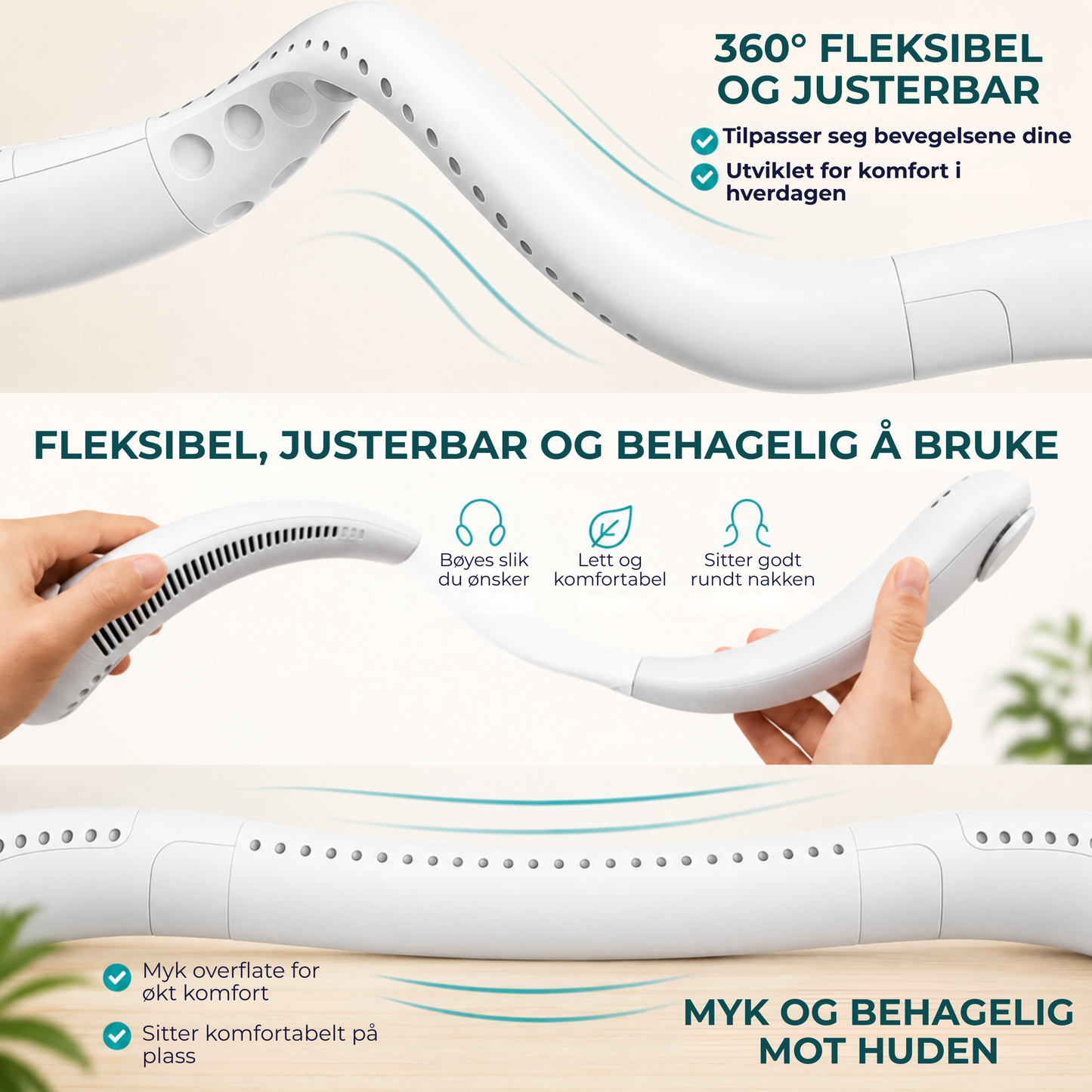 NeckBreeze™ | Bærbar, oppladbar nakkevifte for umiddelbar avkjøling
