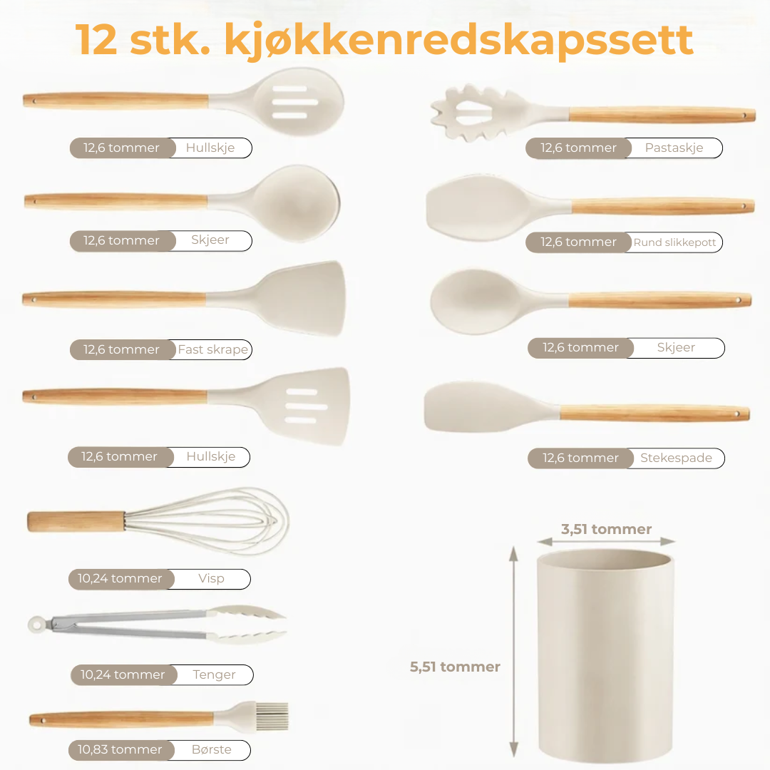 KjøkkenPro™ Silikonsett | Silikonkjøkkensett (12 deler)