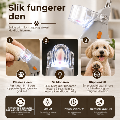 PoteKlipp™ | LED-klotang med forstørrelsesglass for hunder og katter