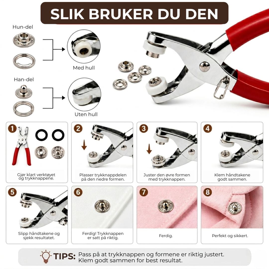 ButtonPro™ | Knappverktøy – Fest perfekte knapper på sekunder