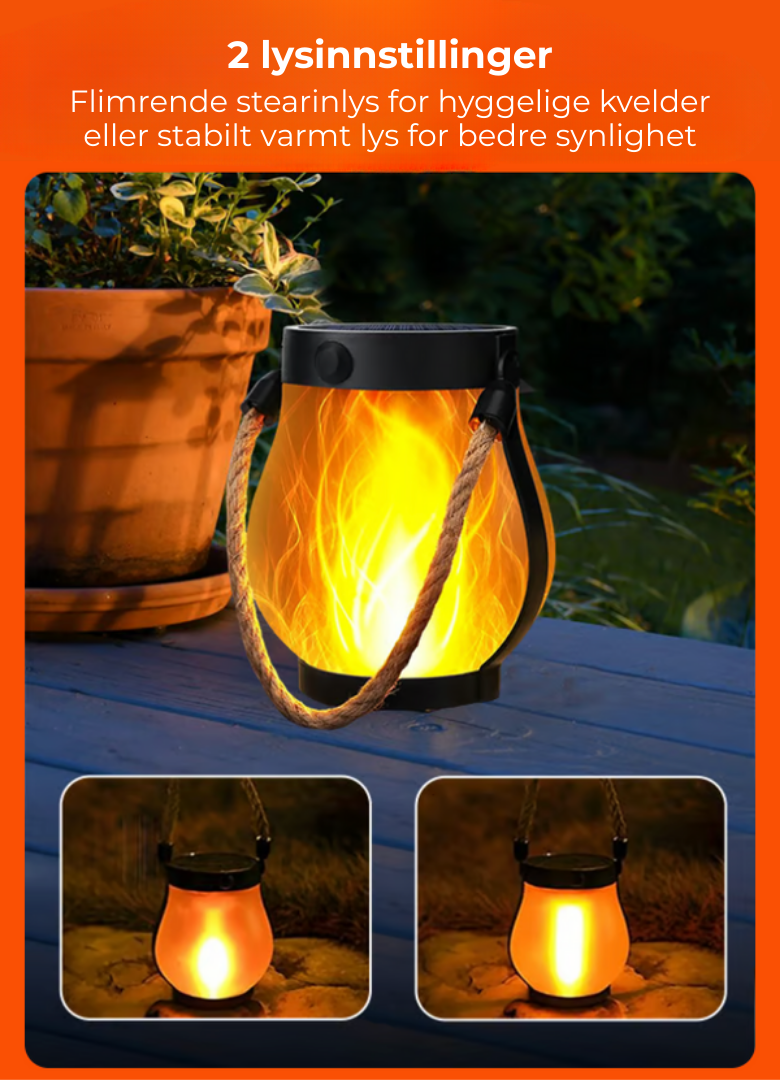 EmberGlow™ | Solcellelanterne med ekte flammeeffekt
