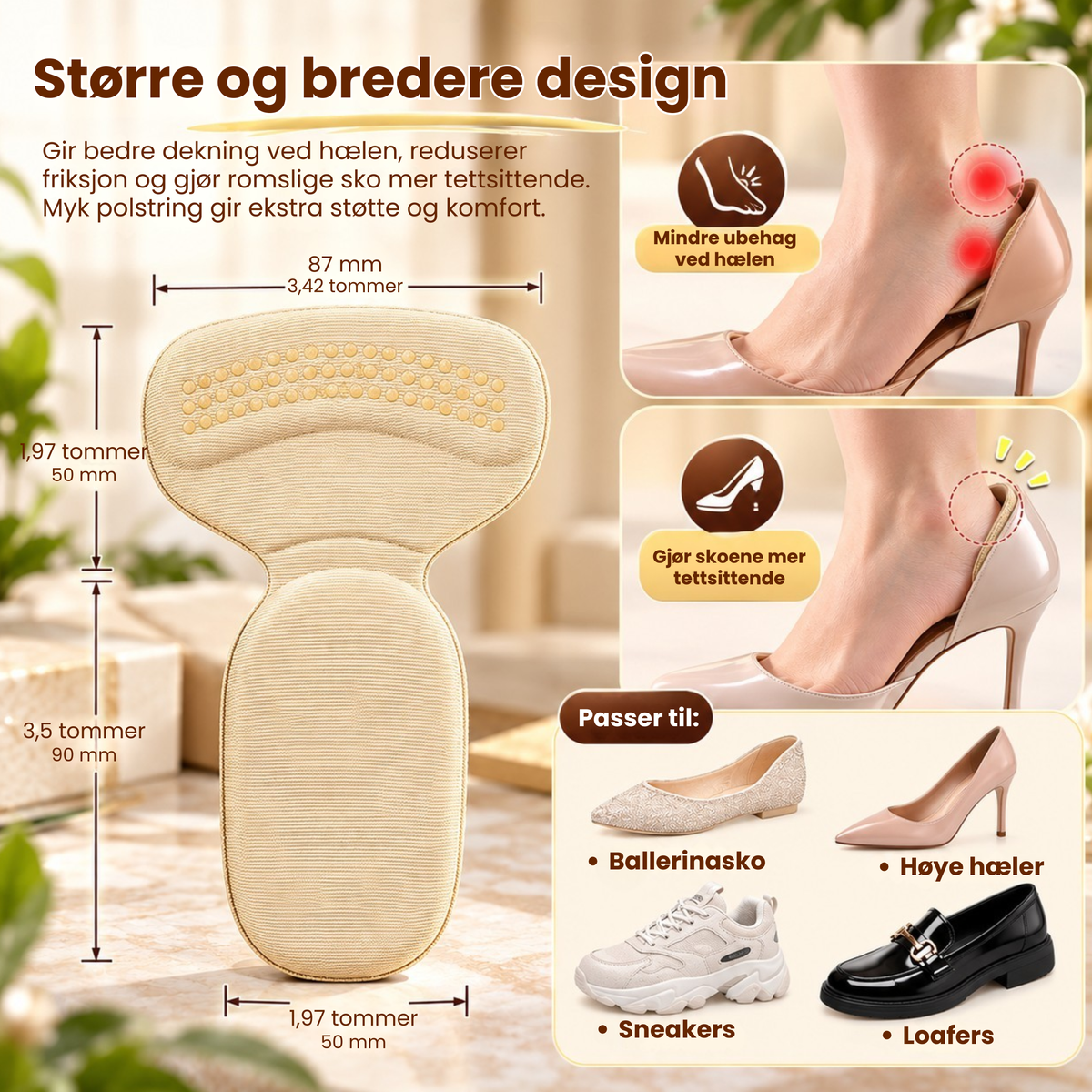 HeelGrip Pads™ | Stopp hælglipping og gjør skoene mer behagelige igjen