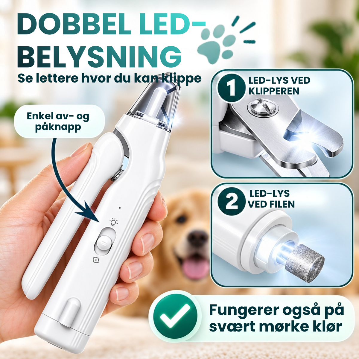 KloHelt | LED-klotrimmer for tryggere kloklipp hjemme