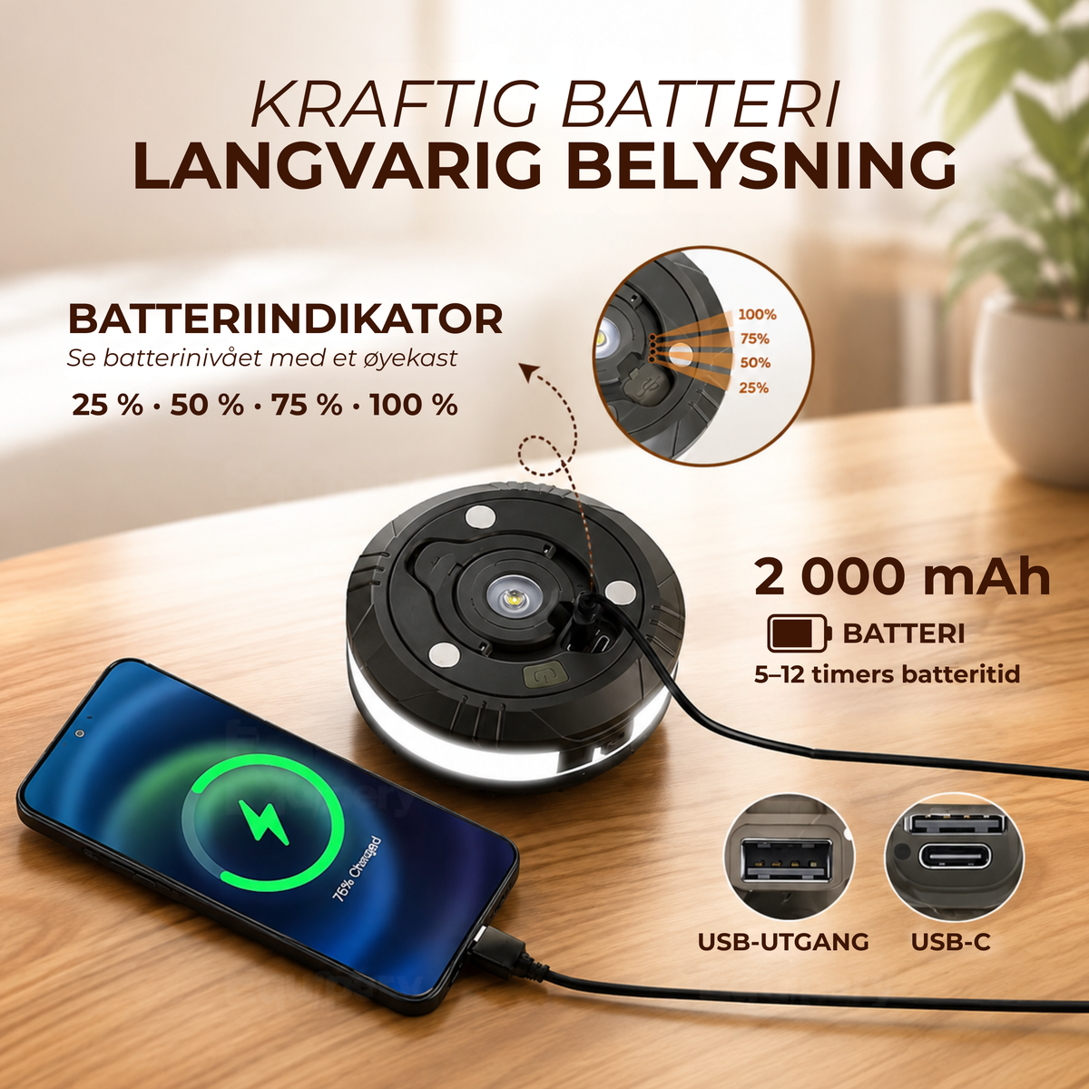 StringGlow™ | Campinglys med uttrekkbar lyslenke
