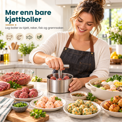 BolleKlar™ | Lag 6 eller 12 kjøttboller med ett trykk
