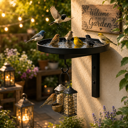 BirdBasin™ | Veggmontert fuglebad med opphengskrok