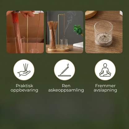 ZenFlow™ | Røkelsesholdersett for meditasjon og avslapning med glassbeholder for aske