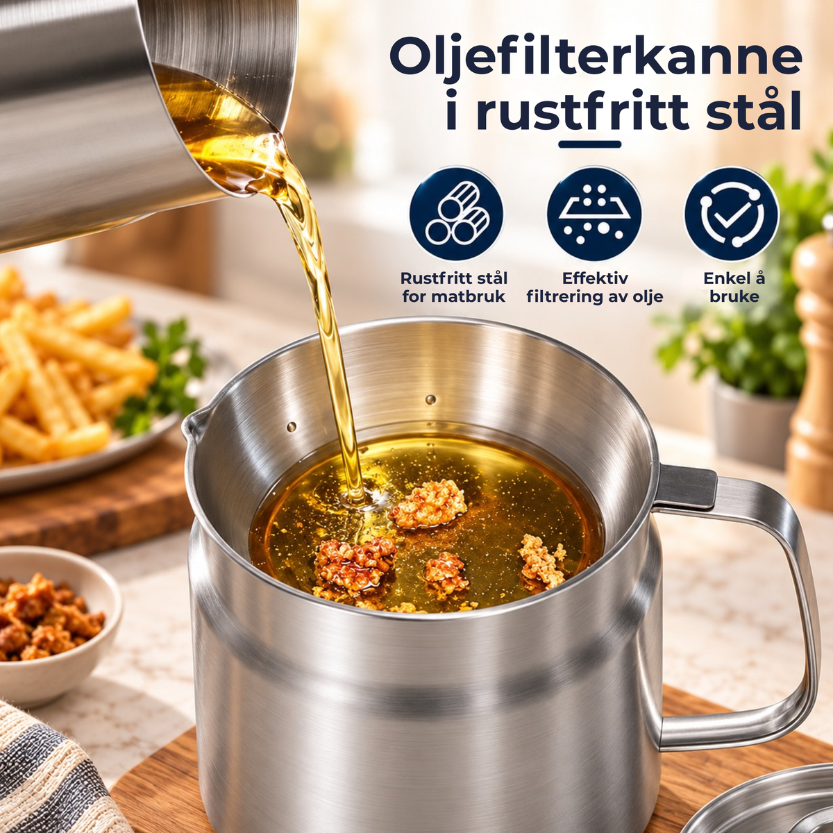 OilPot™ | Kompakt løsning for fritering, filtrering og oppbevaring