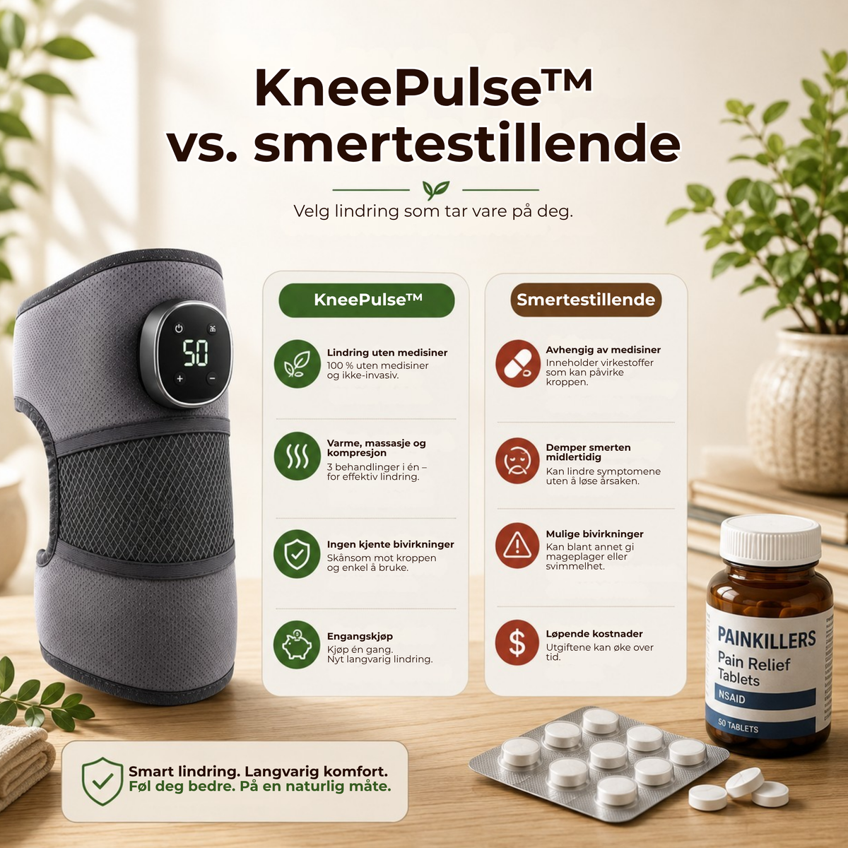 KneePulse™ | Lindrer stive og slitne knær hjemme