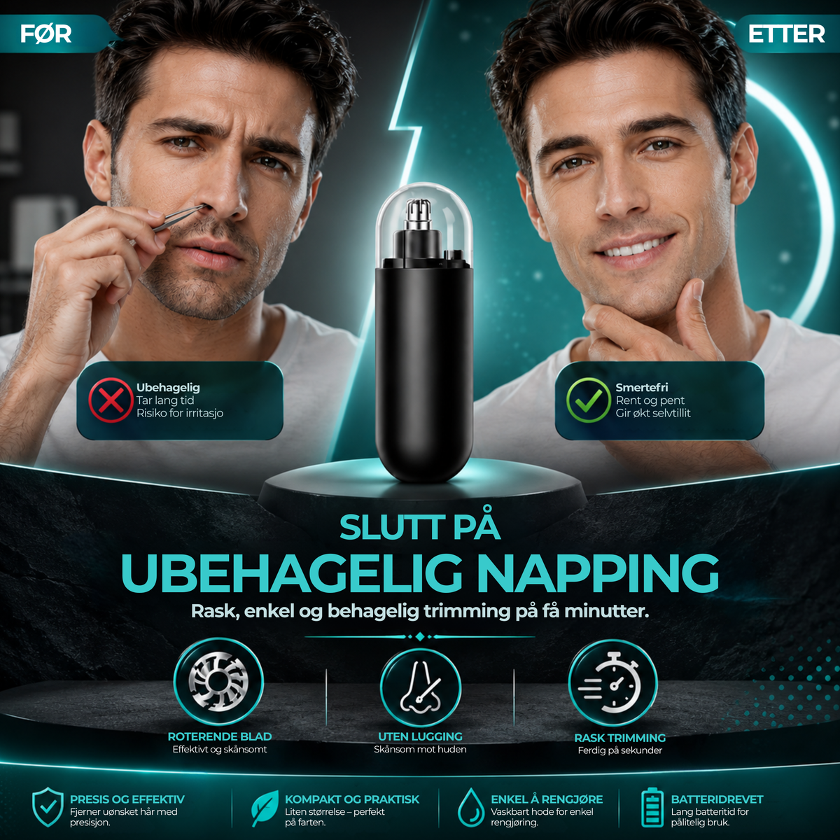 NeseTrimmer™ | Trim dem på sekunder – uten pinsett, lugging eller styr
