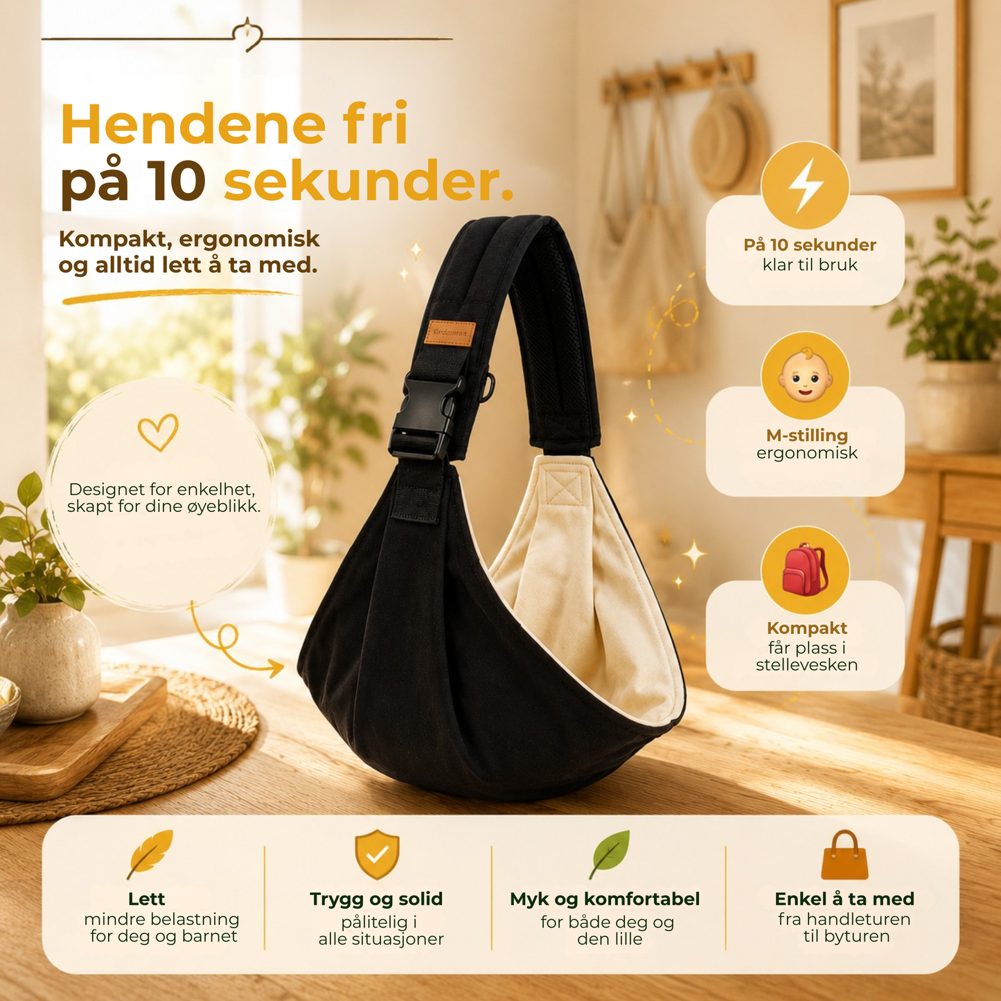 BæreHjelp™ | Når barnet vil opp, men du trenger hendene fri