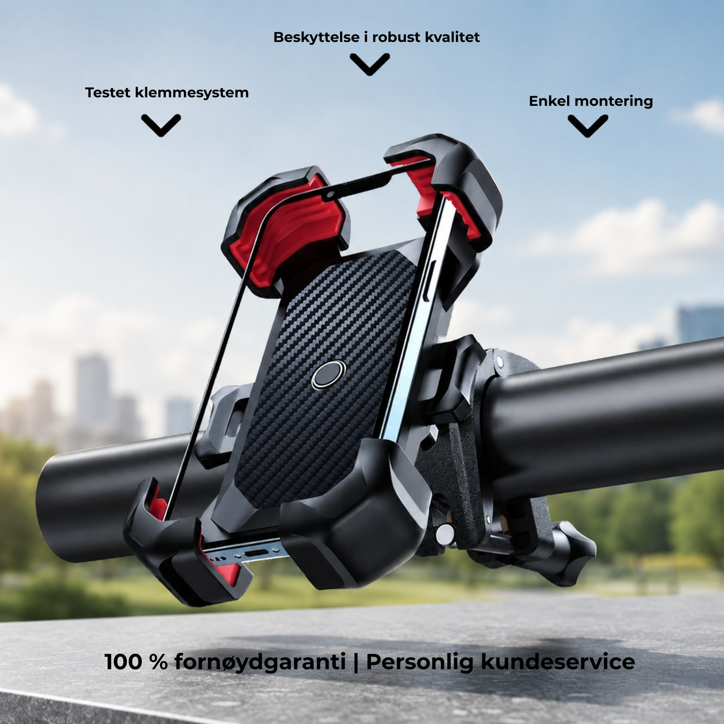 RideGrip™ | Telefonholder for sykkel og motorsykkel – 360° støtdempende