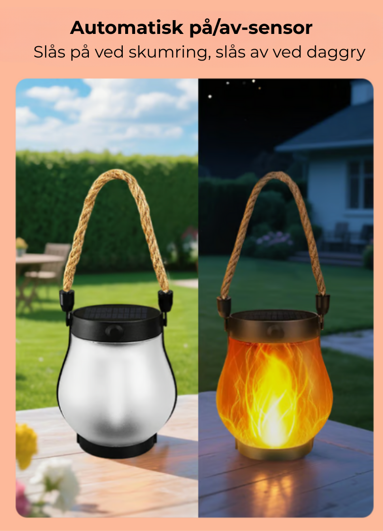 EmberGlow™ | Solcellelanterne med ekte flammeeffekt