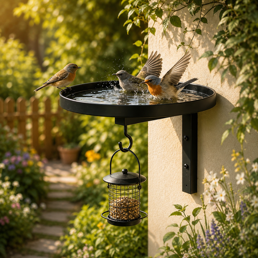 BirdBasin™ | Veggmontert fuglebad med opphengskrok