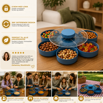 SnackSpin™ | Roterende Snackfat – Alt Samlet, Enkelt Å Dele