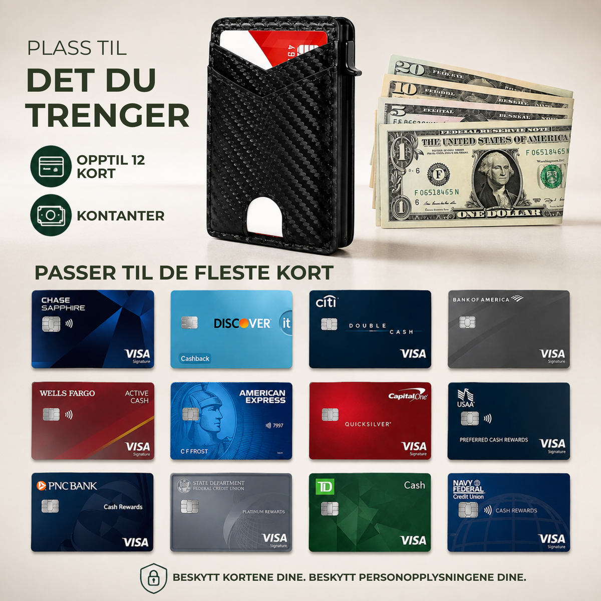 PopUp Lommebok™ | Slank RFID-lommebok med pop-up-kortholder