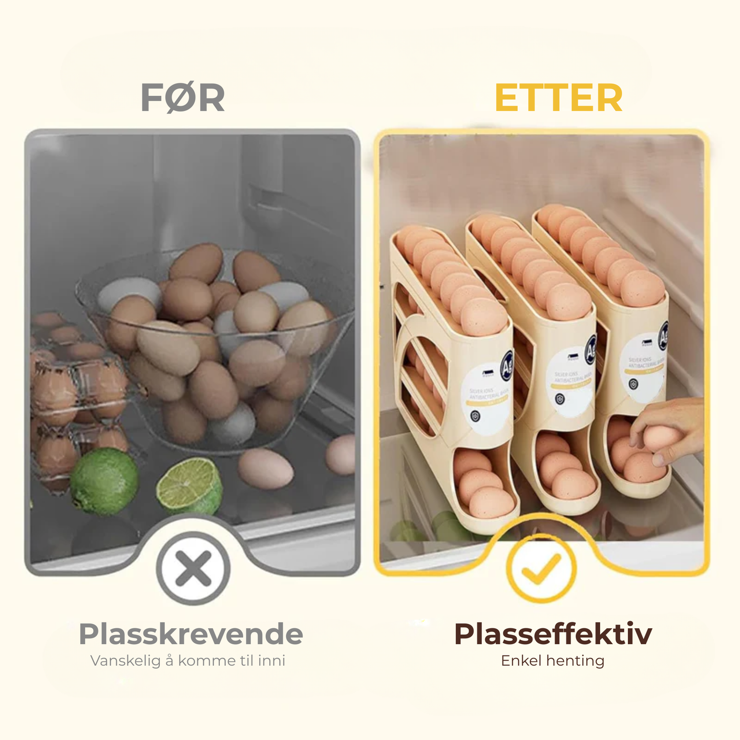 EggFlyt™ | Maksimer plassen i kjøleskapet