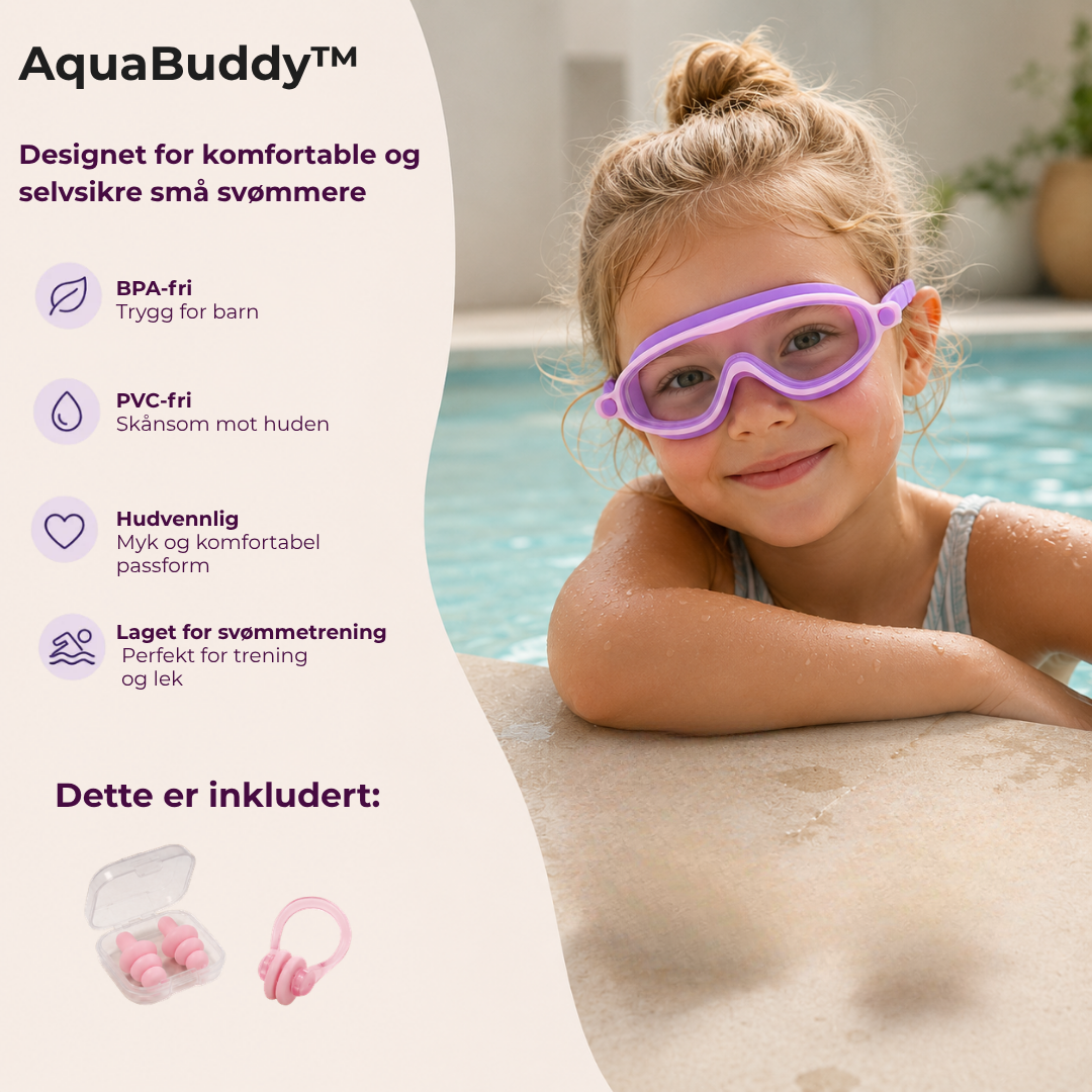 AquaBuddy™ | Behagelige svømmebriller for barn
