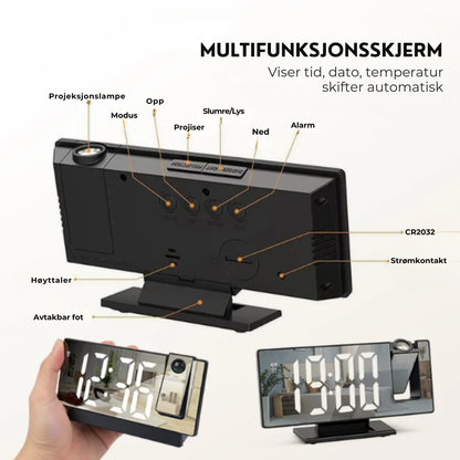 TidGlow™ | Start dagen smartere – LED-projeksjonsvekkerklokke for perfekt timing