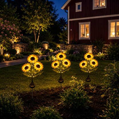 SolBlomst™ | Solcelledrevet havelampe som ser ut som en ekte solsikke