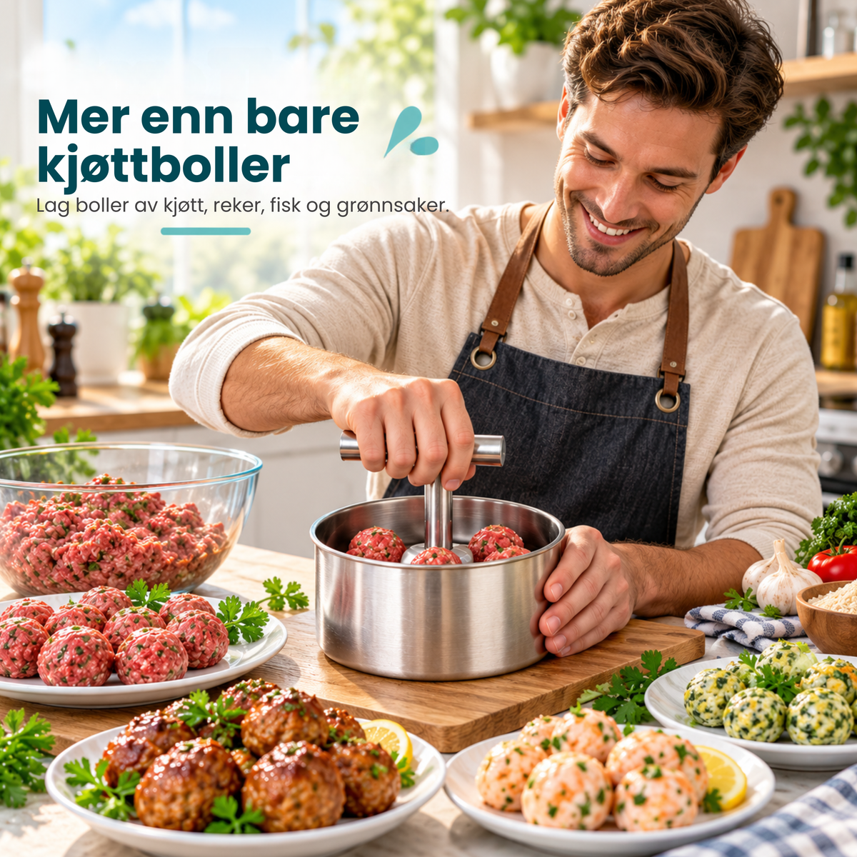 BolleKlar™ | Lag 6 eller 12 kjøttboller med ett trykk