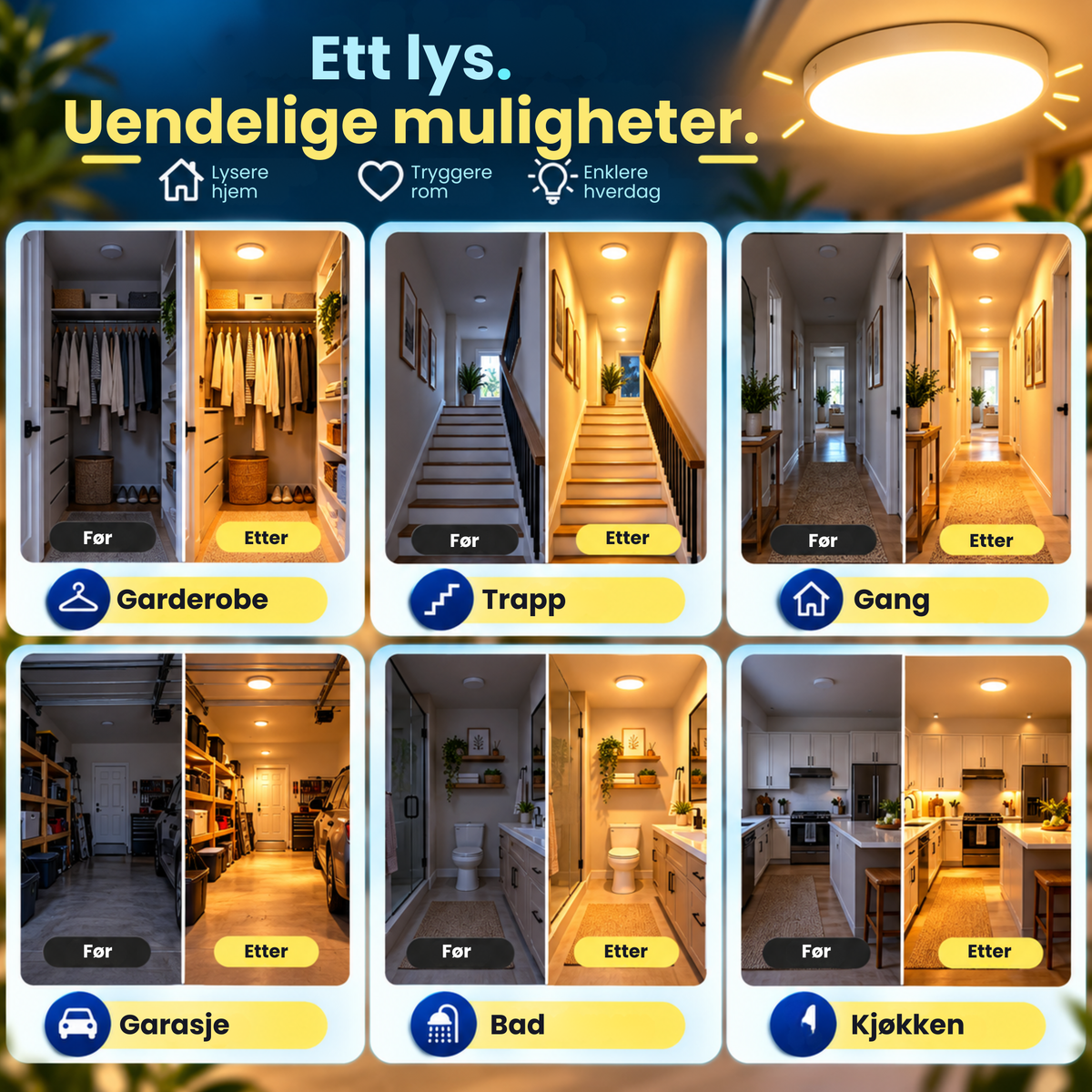 MotionGlow™ | Automatisk lys akkurat når du trenger det