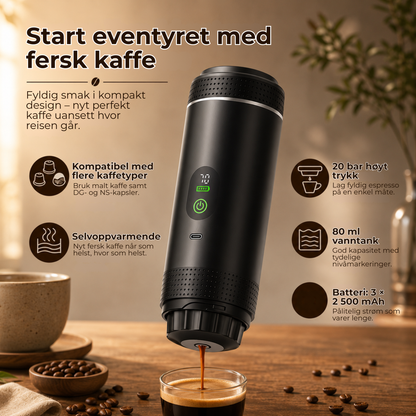 ReiseBrygger™ | 3-i-1 espressomaskin – oppladbar og selvoppvarmende