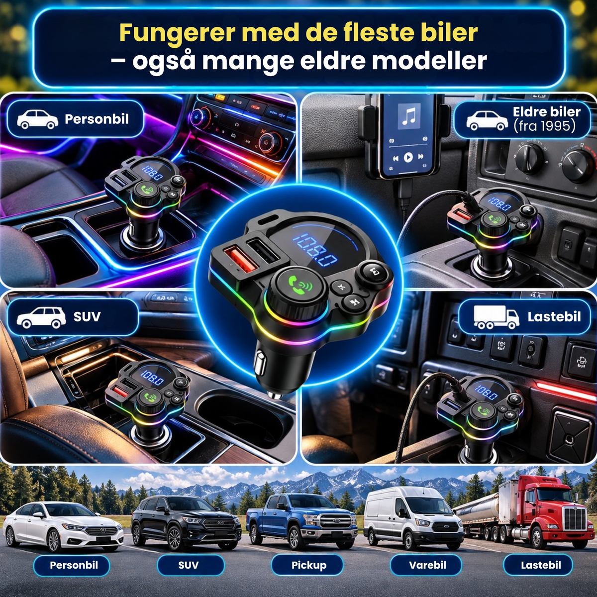 BilConnect™ | Gi bilen Bluetooth, musikk og lading på sekunder