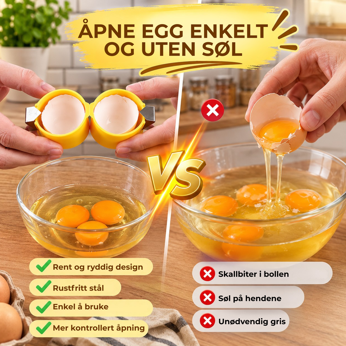 EggÅpner™ | Knekk egg uten søl