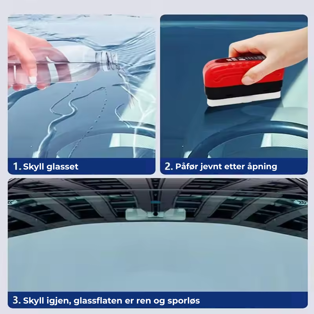 HydroGlass™ | Bilglass oljefilmbelegg-løsning og børste