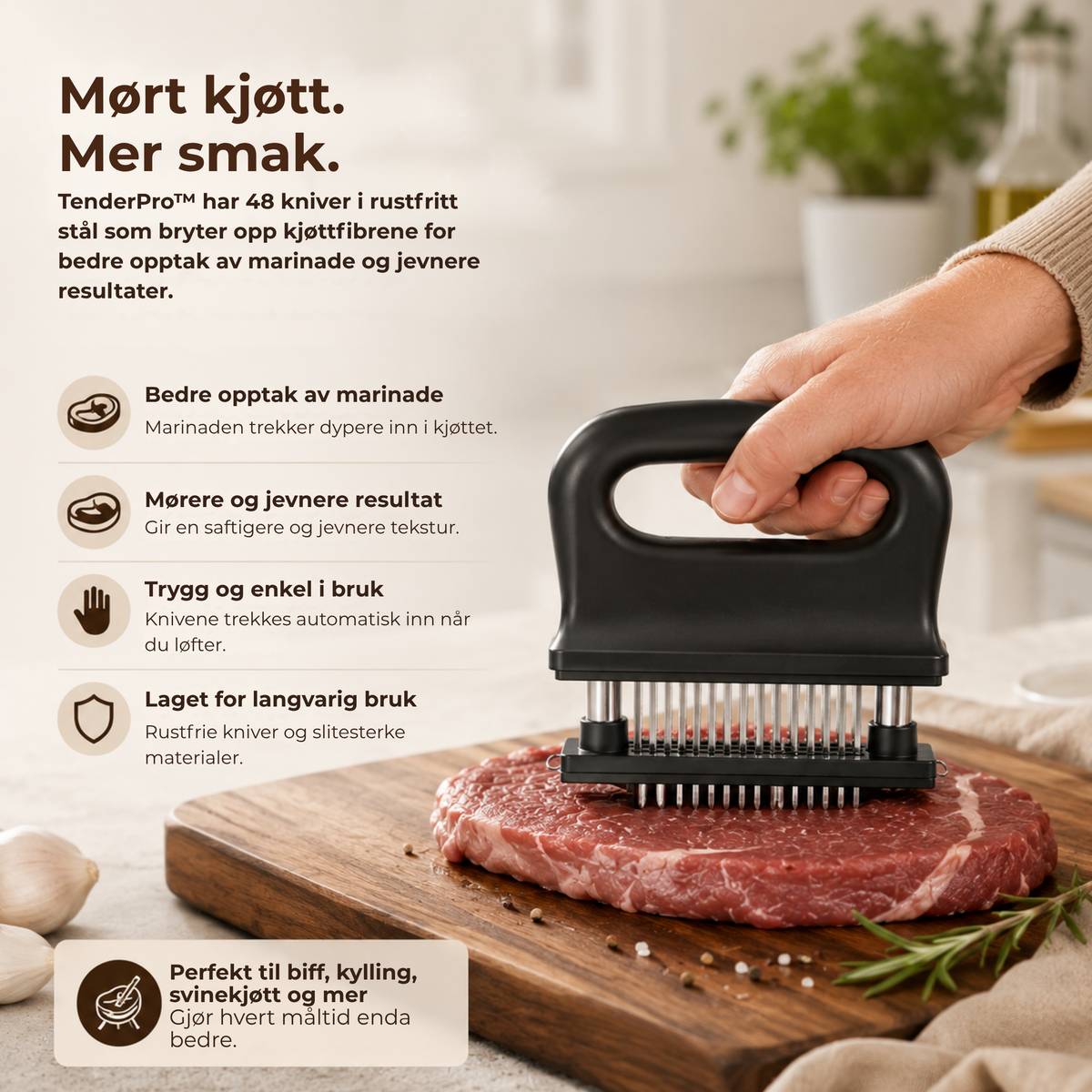 TenderPro™ | Kjøttmørner med 48 kniver i rustfritt stål