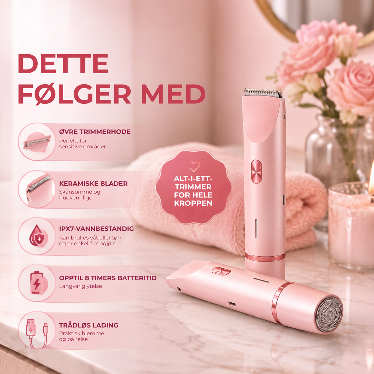 SmoothTrim™ | 2-i-1 elektrisk kropps- og ansiktstrimmer