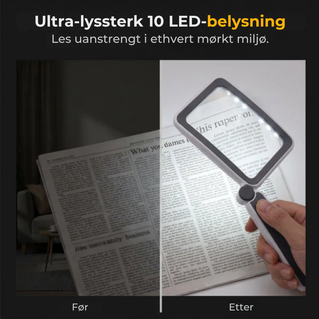Leselupen™ |  Sammenleggbart håndholdt forstørrelsesglass med lys for lesing