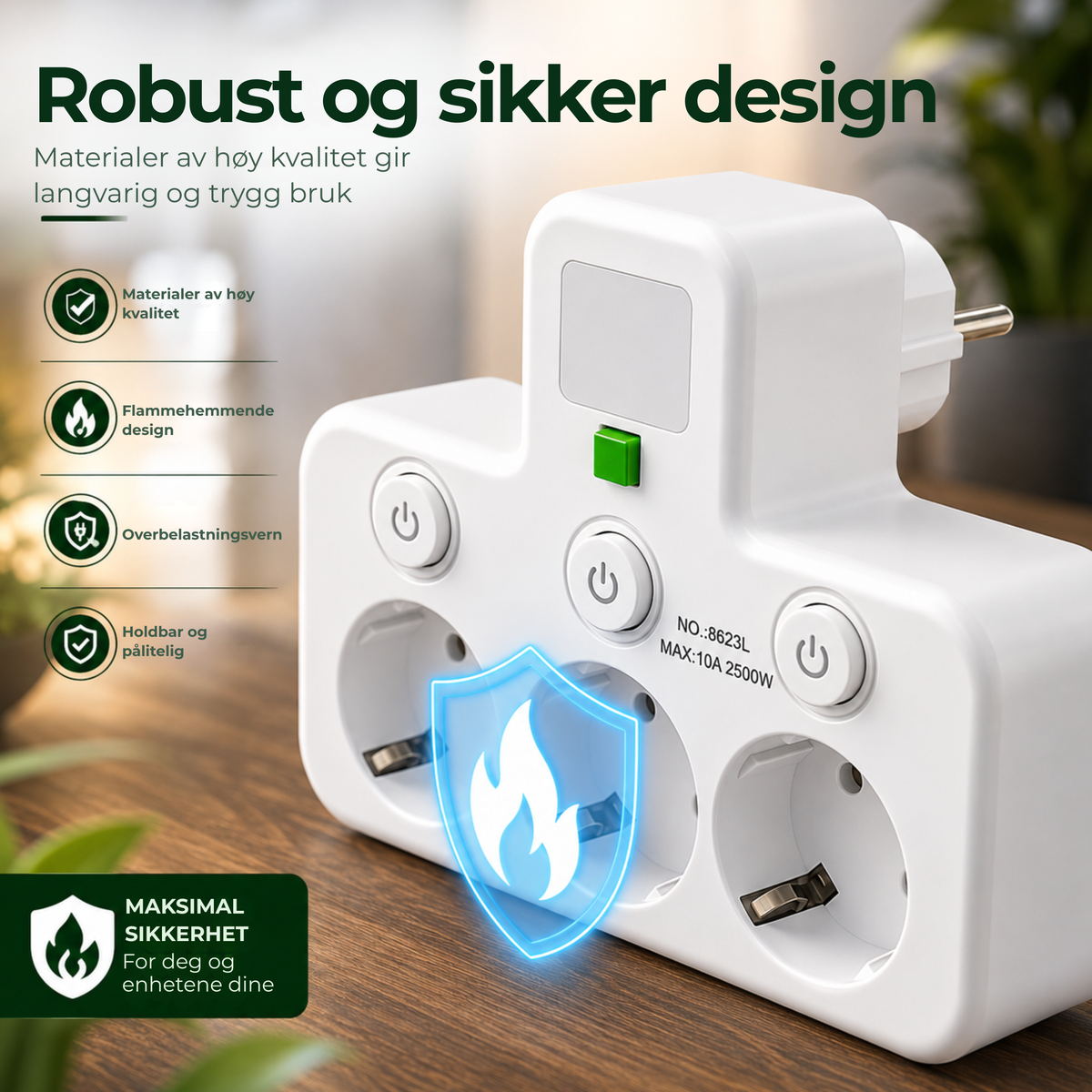 PowerHub™ | Flere stikkontakter og USB-lading på ett sted