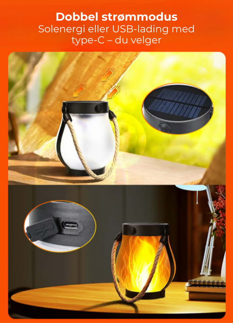 EmberGlow™ | Solcellelanterne med ekte flammeeffekt