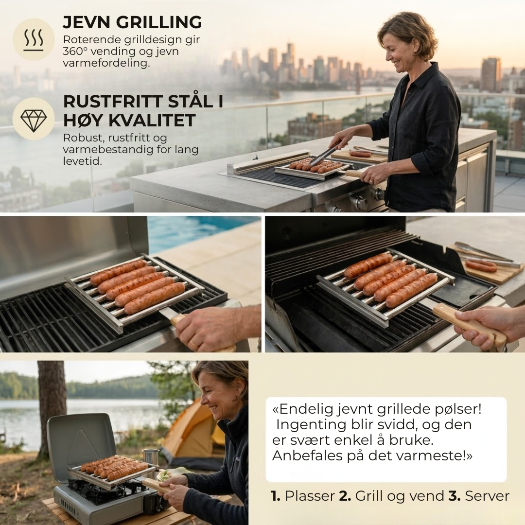 GrillGrep™ | Grill perfekt stekte pølser jevnt og enkelt — hver gang!