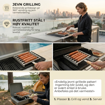 GrillGrep™ | Grill perfekt stekte pølser jevnt og enkelt — hver gang!