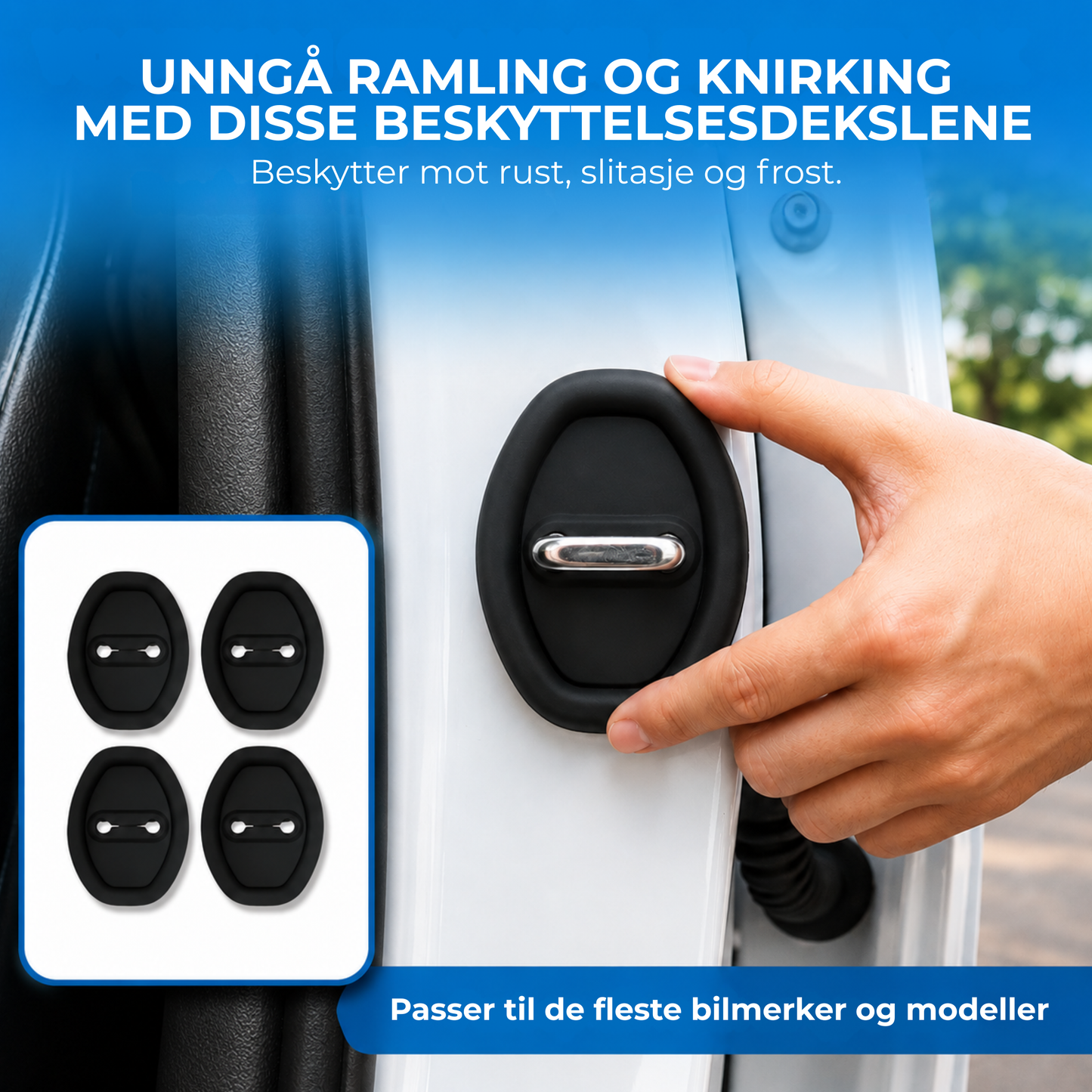 DoorShield™ | Silikonbeskyttere for bildørlås mot smuss og slitasje