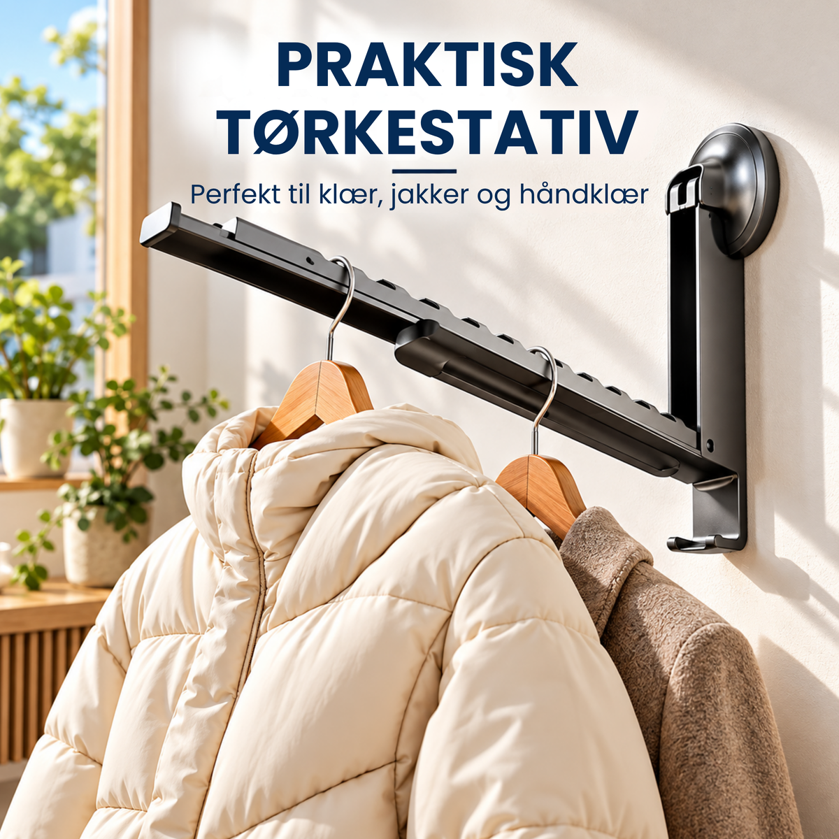 Foldio™ | Uttrekkbart sammenleggbart tørkestativ med sugekopper