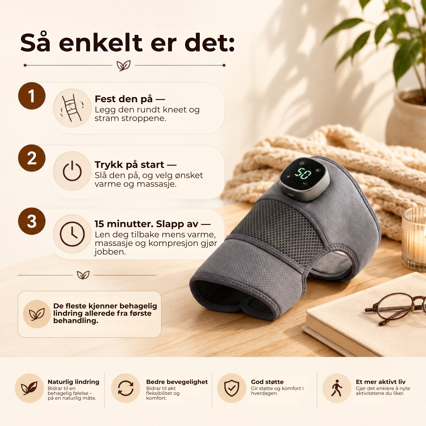 KneePulse™ | Lindrer stive og slitne knær hjemme