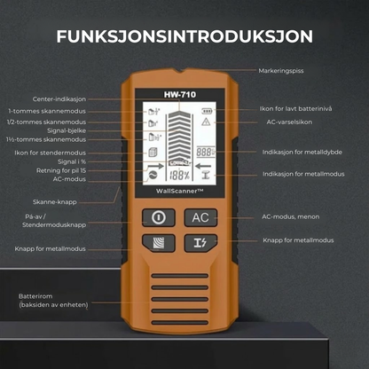 WallScanner™ | Unngå kostbare feil – finn stendere og ledninger i veggene dine