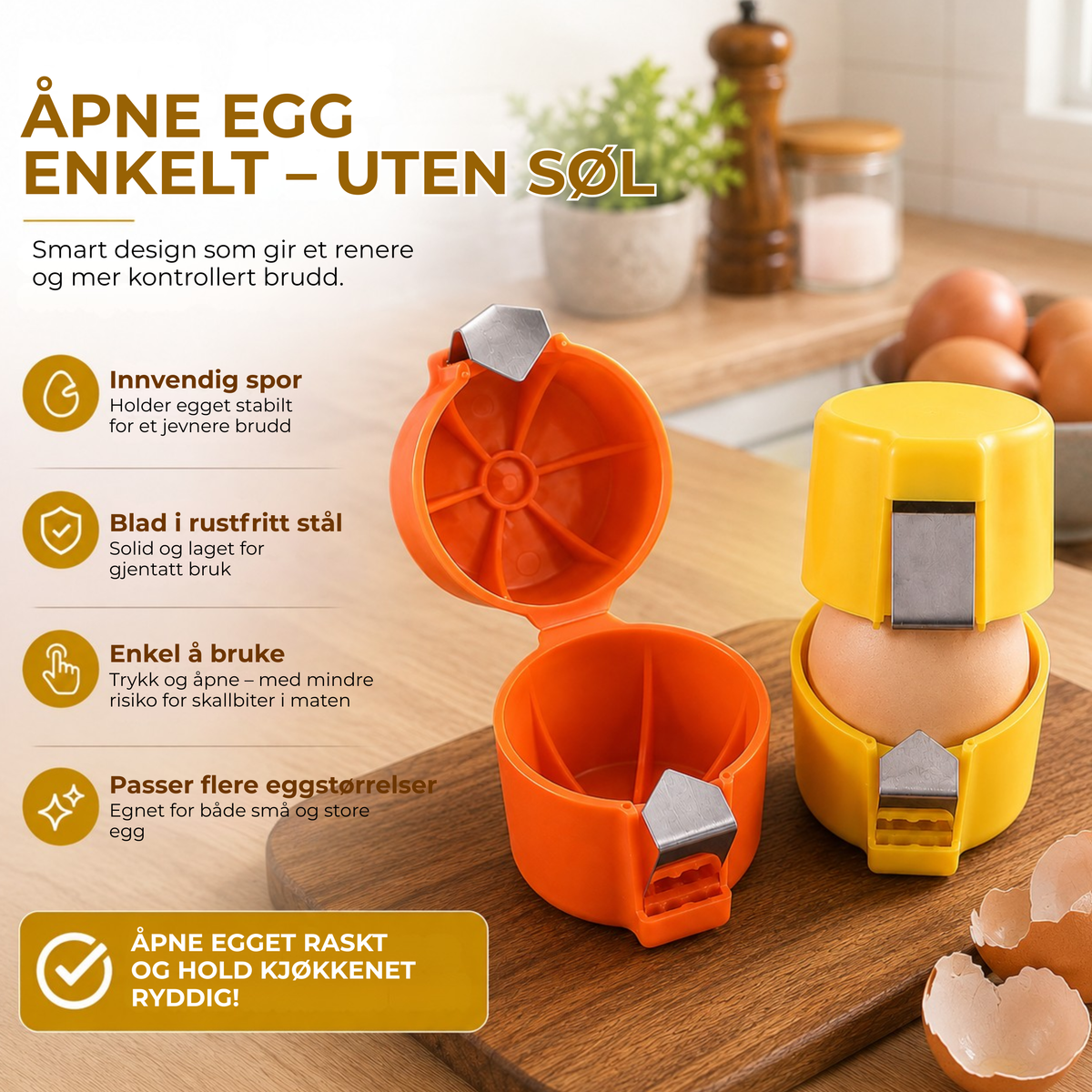 EggÅpner™ | Knekk egg uten søl
