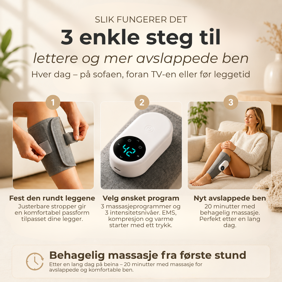 CalfEase™ | 3-i-1 terapeutisk leggmassasjeapparat