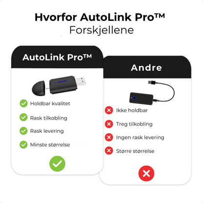 AutoLink Pro™ | Trådløs CarPlay & Android Auto Adapter for iPhone & Android