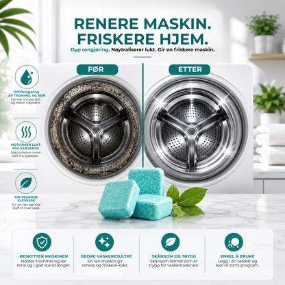 WashPure™ | Rengjøringstabletter mot lukt og dyrehår