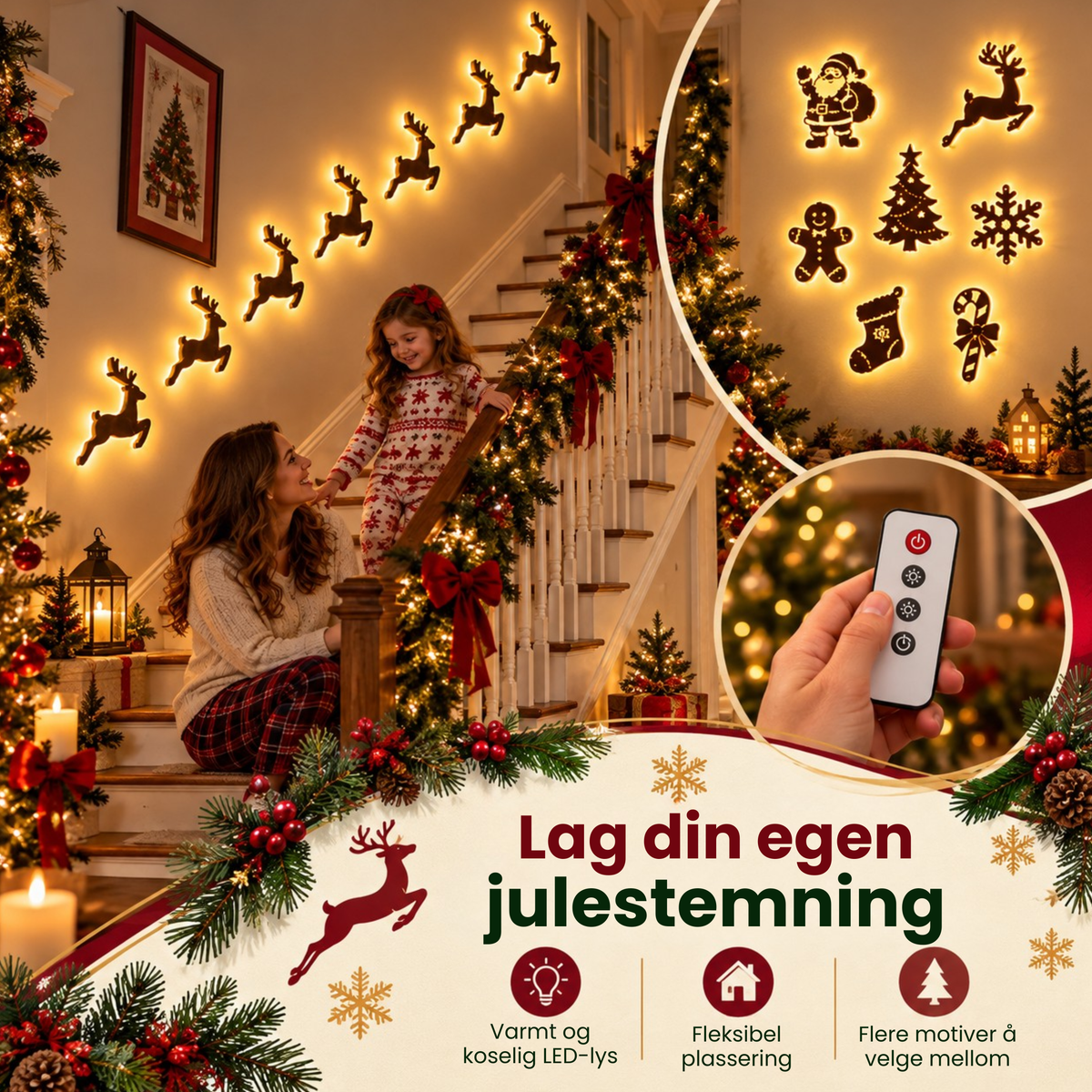JuleFlokken | Lysende julepynt som gir veggene julestemning