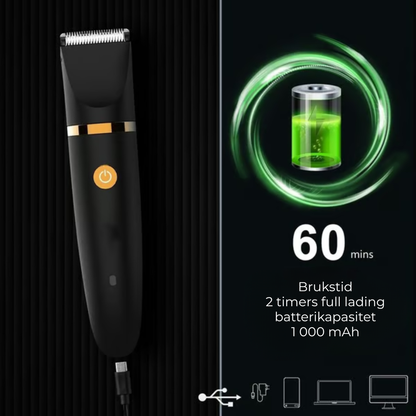 GroomMate™ | Vanntett 3-i-1 barbermaskin for hele kroppen