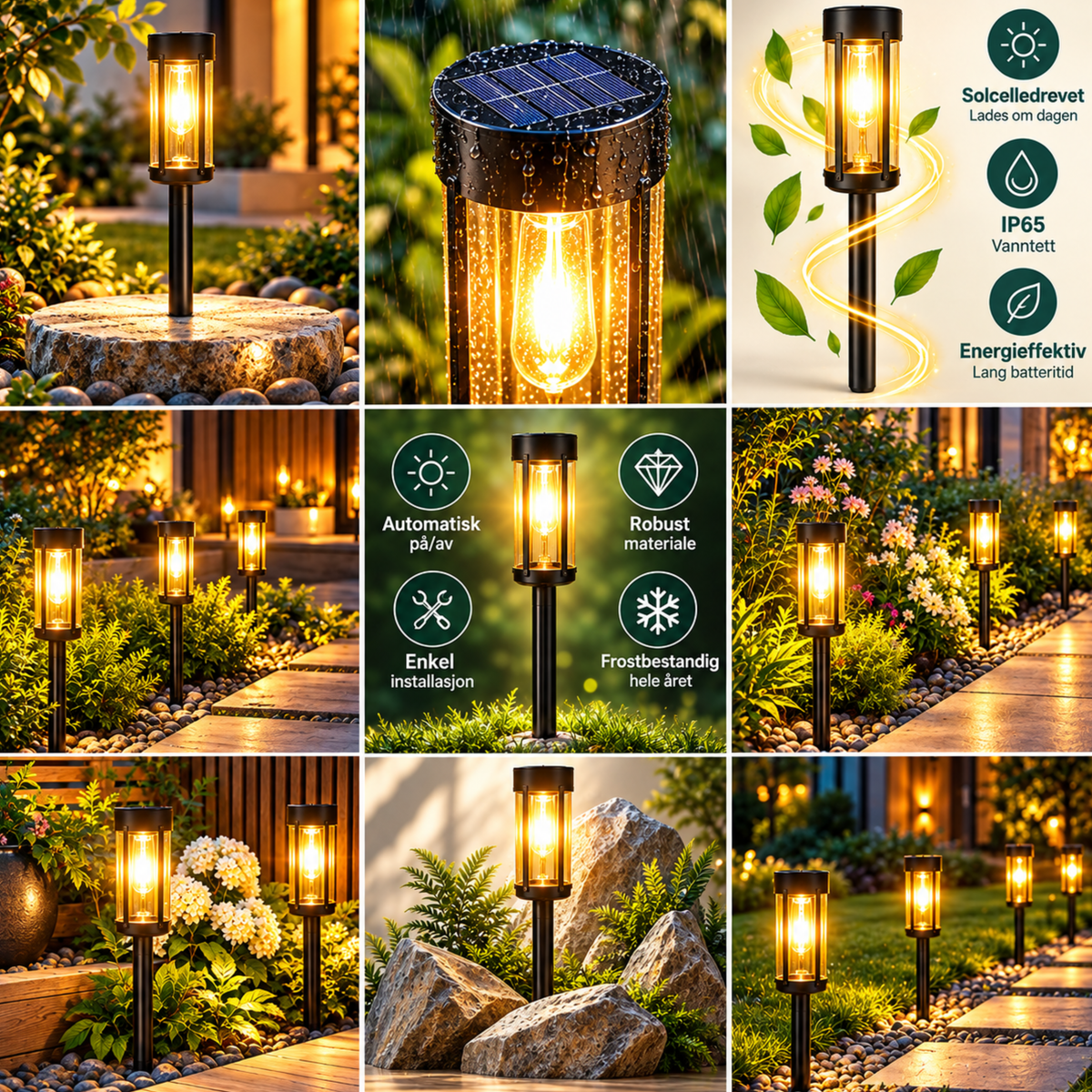 KveldsBluss™ | Stemningsfull hagebelysning med solenergi