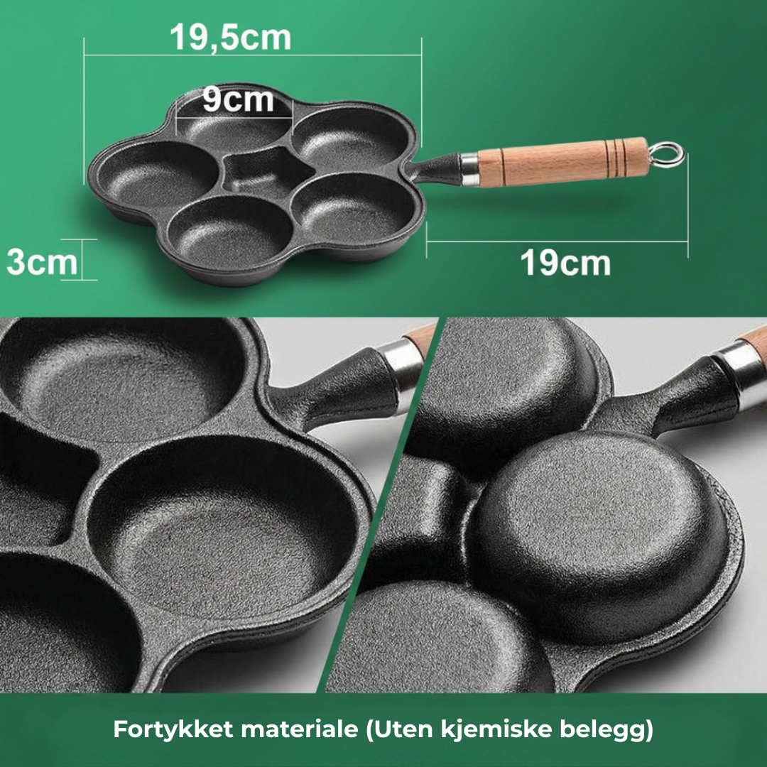 PanneRo™ | Multi-seksjon støpejern non-stick eggpanne
